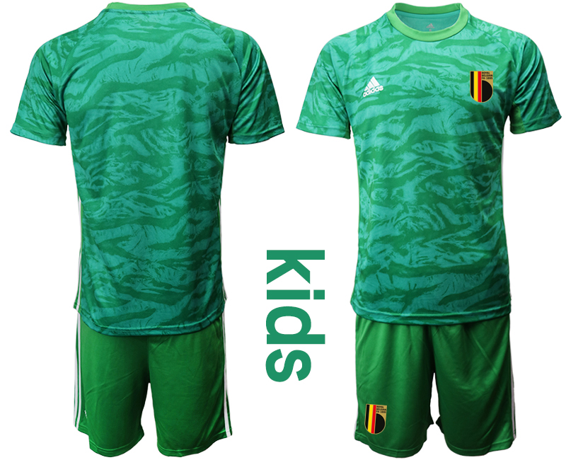 Youth 2021 European Cup Belgium green goalkeeper Soccer Jersey->belgium jersey->Soccer Country Jersey